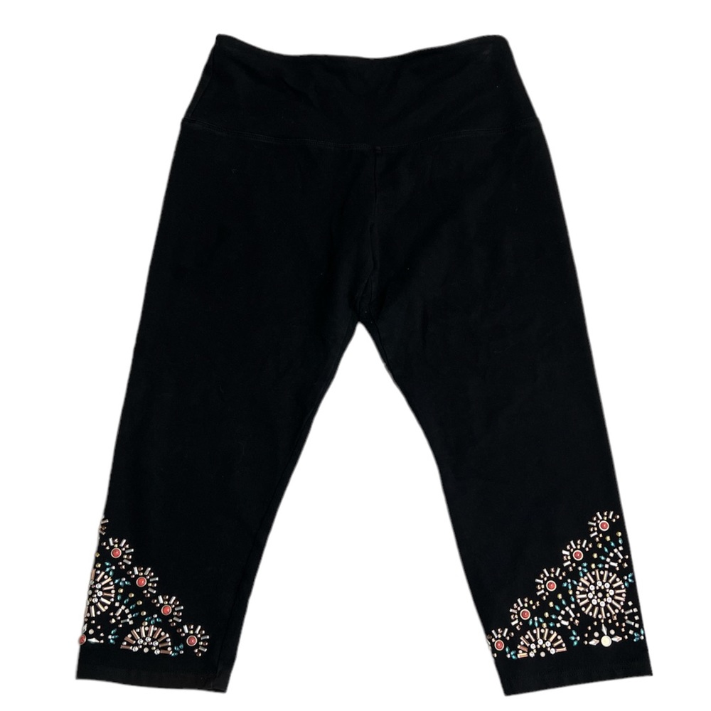 Intro Love the Fit Black Leggings with Sequin/Bead Embellishments on the Cuffs